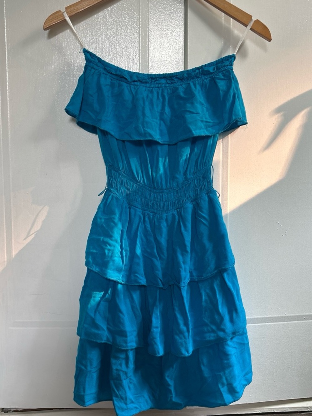 Deb Strapless Tiered Turquoise Sundress